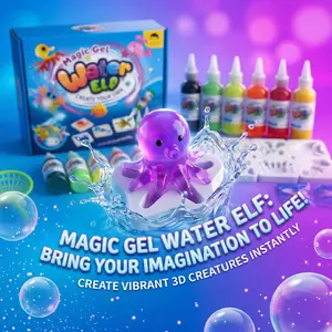 12-color Liquid Gel & 8 Shapes Molds Aqua Gel Kit |Magic Water Elf Toy Kit | Bestseller STEM Montessori Early Education Toy | Perfect Christmas & Birthday Gift for Boys & Girls Ages 3+ | Magical Water Shaping Elf, Creative Educational Art Toy