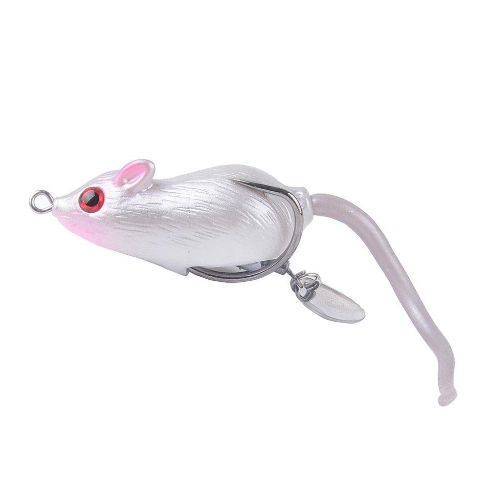Topwater Frog Lure 4.5cm 10.5g Rat Mouse Shape with Blade Double Hooks Soft Fishing Bait