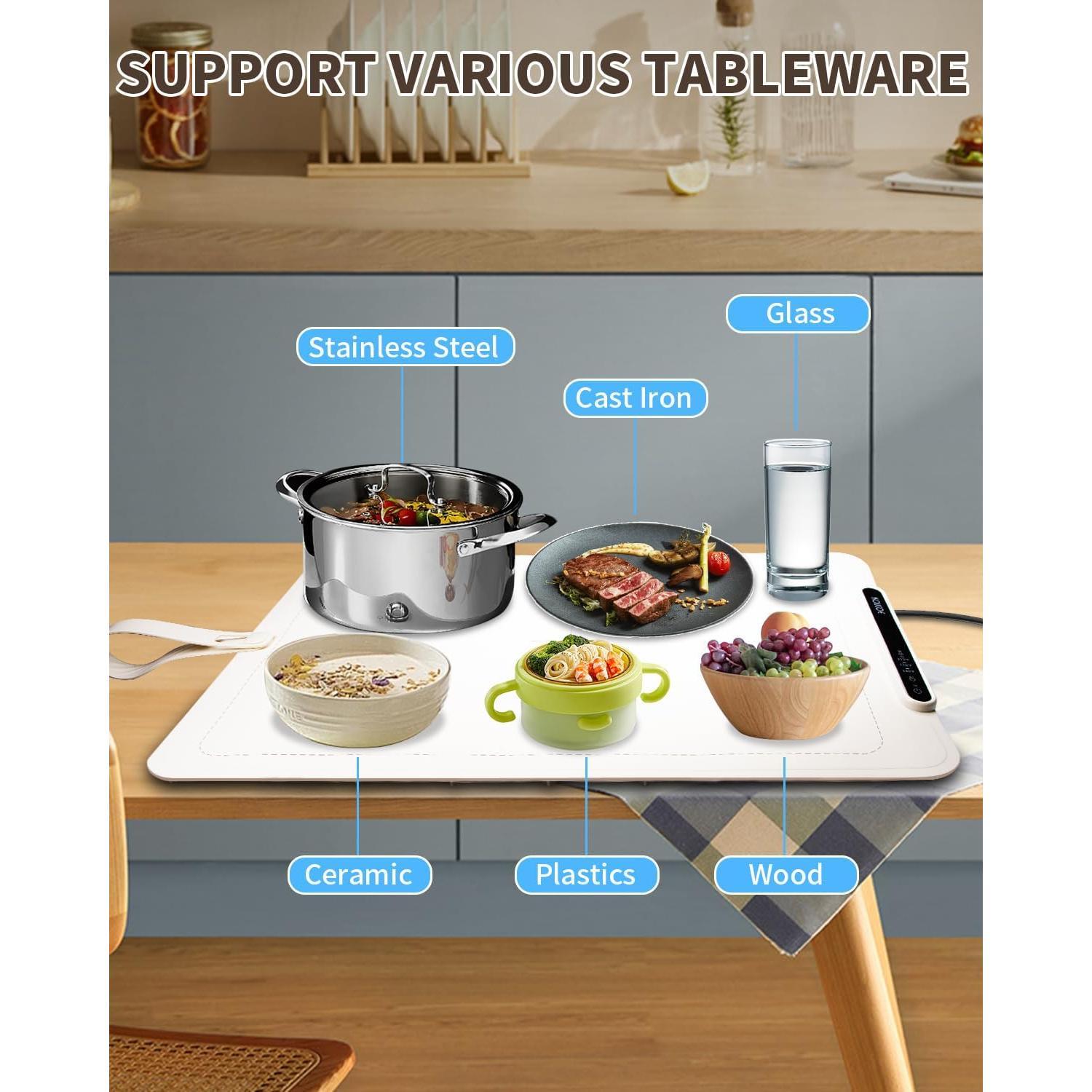 Warming Mat,Electric Warming Tray  Warmer with Adjustable Temperature,Rollable Potable  Heating Mat for ,Versatile Kitchen Gadgets  Essentials for Buffet Party Gathering