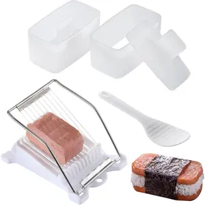 2PCS Spam Musubi Press Mold Kit, with Meat Spam Slicer and Rice Paddle, Create Authentic Hawaiian Musubi at Home, Great for Personal Use and Hawaii Restaurant