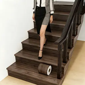 6pcs Vintage Wood Grain PVC Waterproof Self-Adhesive Wallpaper, Durable Easy Clean, Peel and Stick, Ideal for Stair Renovation, Home Decor