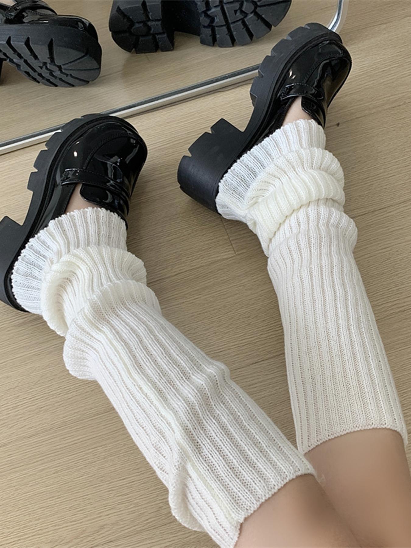 Women's 1 Pair Textured Ribbed Fitted Leg Warmers, Casual Solid Color Leg Warmers For Fall & Winter, Fashion Cozy Socks For Women & Girls, Womenswear