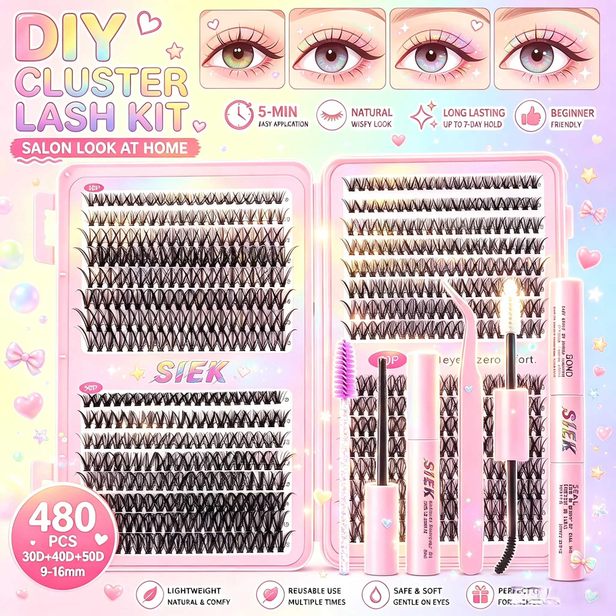 magozg Lash Clusters Kit | Reusable Wispy False Eyelashes for Natural & Dramatic Looks | Hypoallergenic Synthetic Lashes for All Eye Shapes | Party, Daily Wear & Special Occasions30+40 Lightweight Cosmetic, Makeup, Cluster Lashes