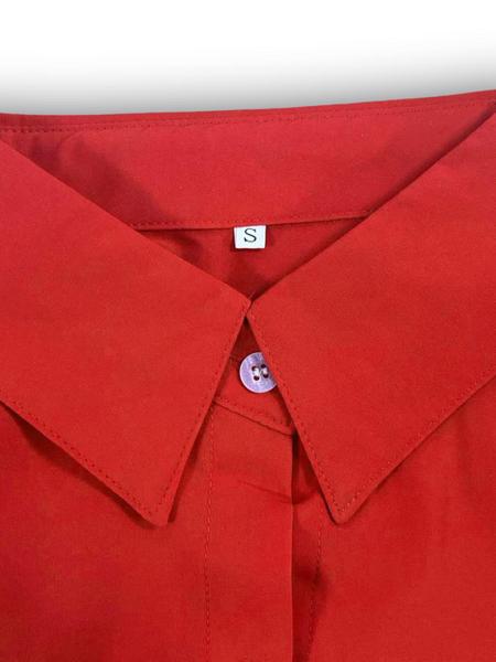 Women's Plain Button Front Split Hem Shirt Blouse, Casual Long Sleeve Collared Top for Spring & Fall, Summer Outfits 2024, Women's Clothing for Daily Wear