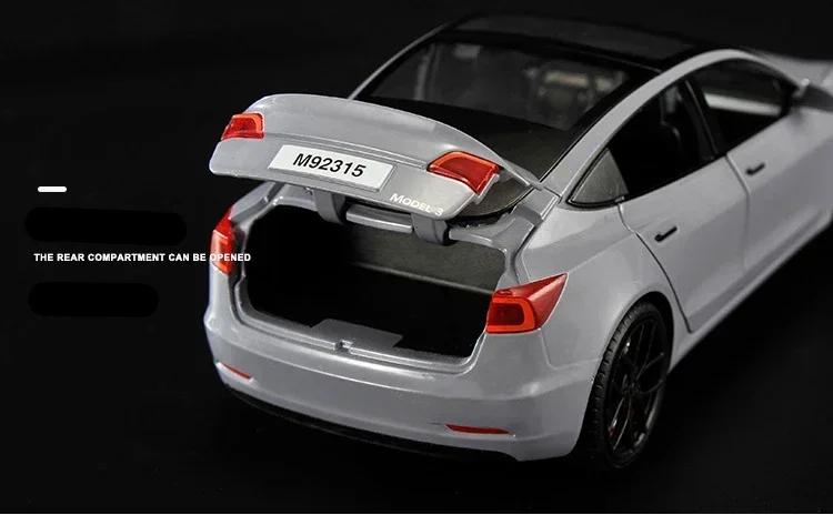 1:24 Tesla Model 3 Model Y Alloy Car Model Diecast Metal Toy Vehicles Car Model Simulation Sound and Light Collection Kids Gifts