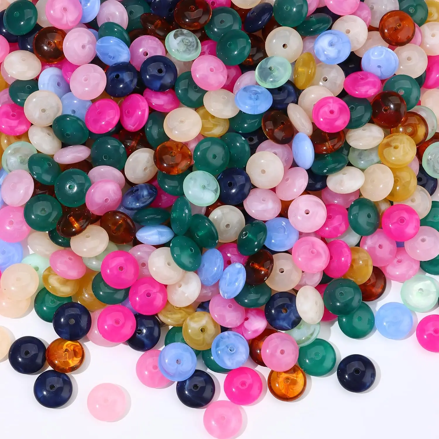 60Pcs Acrylic Round Beads Set with Golden Spacers – Multicolored Resin Chunky Bubblegum Beads, Pop Craft Beads for DIY Jewelry Making, Bracelet Necklace Earring Supplies