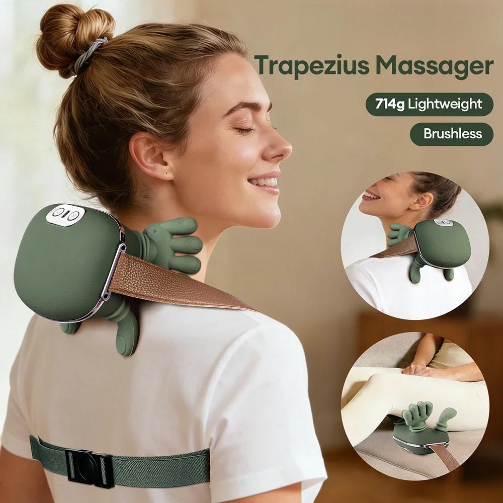 NEW Neck and shoulder massager, simulating human hand green color, wireless electric finger pressure 4D kneading massage