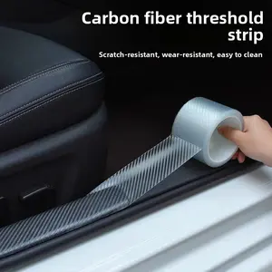 Automobile threshold strip Anti-stepping sticker Universal modified pedal decorative strip Carbon fiber pattern bumper Door anti-collision sticker