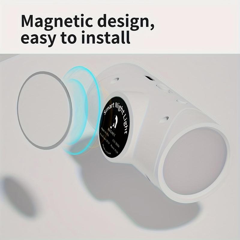 USB Rechargeable LED Night Light with Motion Sensor, RGB Ambient Light, Dimmable Magnetic Wall and Step Lamp for Entryway, Bedside, Desk or Closet