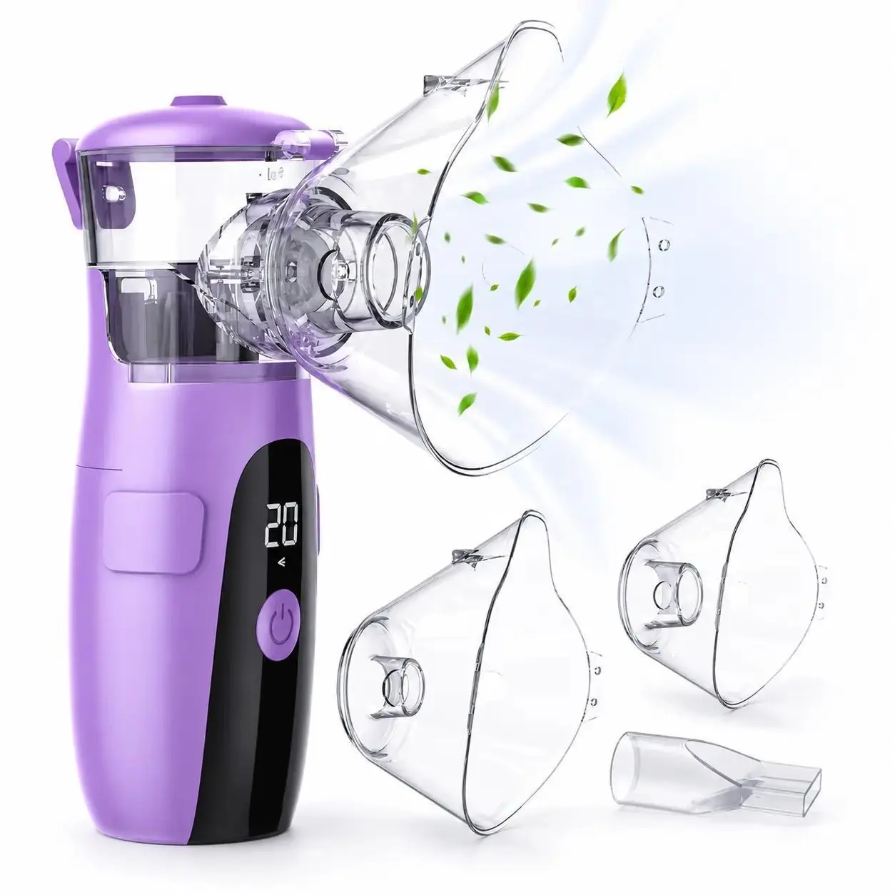 Portable Handheld Nebulizer Machine, USB Rechargeable Mesh Nebulizer for Adults & Kids, Quiet Operation, Adult Mask Included, Compact Travel Size, Cordless Design for Home & Travel, Kid-Friendly Design