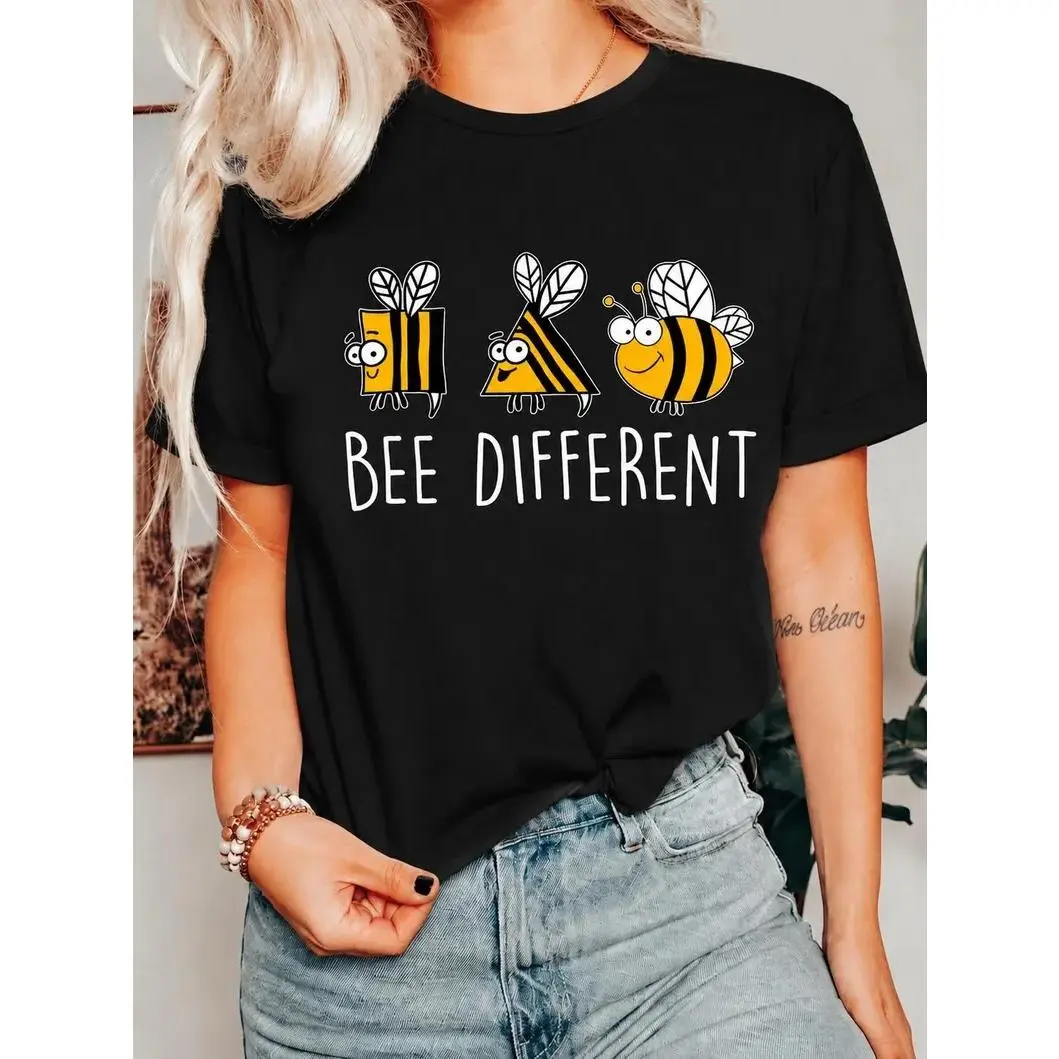 Funny Bee Graphic T-Shirt – Inspirational Bee Lover Tee, Cute Motivational Crew Neck Short Sleeve Shirt, Casual Summer Top