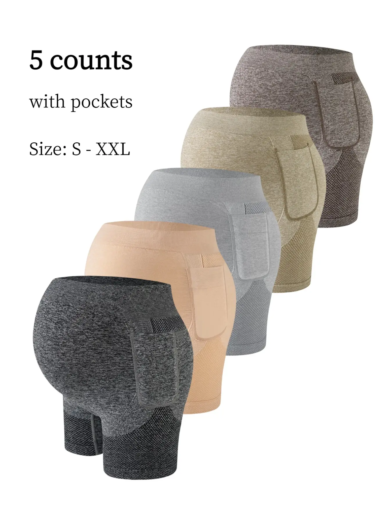 5-Pack Seamless High-Waist Pregnant Panties, Side Pocket Design, Yoga Style, All-Season Comfort, Ideal for Pregnancy, Maternity Undies, Pregnancy Underwear