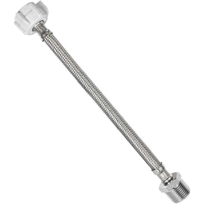 8 Inch Flexible Toilet Connector Extension, 7/8 female x 7/8 male Hose Adapter, Stainless Steel Braided Hose to Toilet  Compatible,1 pcs