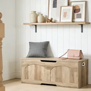 Summervibes Flash sale home items Large Capacity Entryway Storage Bench - Rustic Brown Wood Shoe Bench with Safety Hinge, U-Shaped Handles, Easy Assembly - Ideal for Bedroom, Living Room, Toy Box, Storage Ottoman