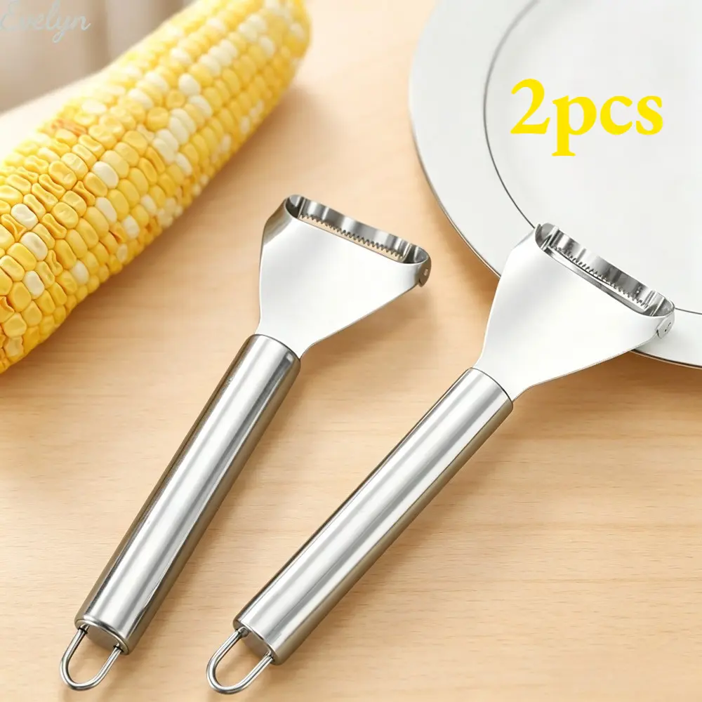 2 Counts Corn Peeler, Corn Cob Stripper & Thresher, Ergonomic Handle Corn Cutter, Kitchen Gadget for Removing Corn Kernels from Cob