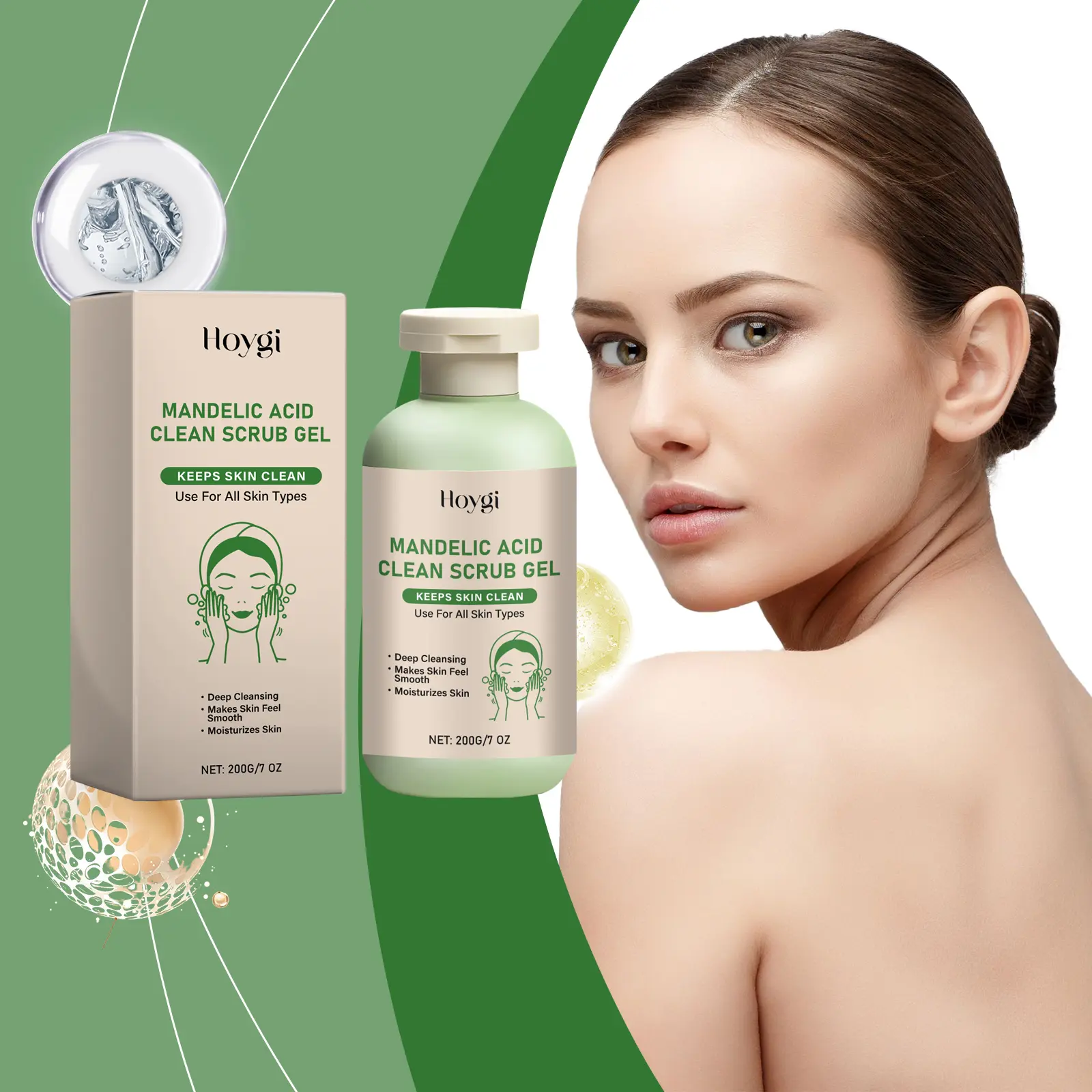 Hoygi Body Exfoliating Gel, Deep Cleansing Moisturizing Gentle Mud Scrub Exfoliating Dead Skin Clean Pores