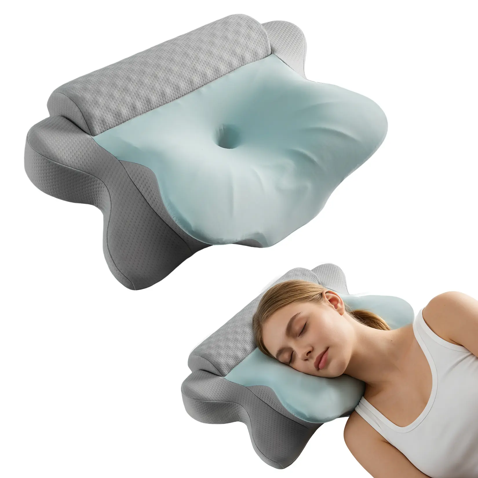 Garvee Ergonomic Memory Foam Cervical Neck Pillow – Orthopedic Contour Support – Cooling, Breathable, Washable Cover – Ideal for Side, Back, Stomach Sleepers – 24.8 x 15.3 x 5.1 in
