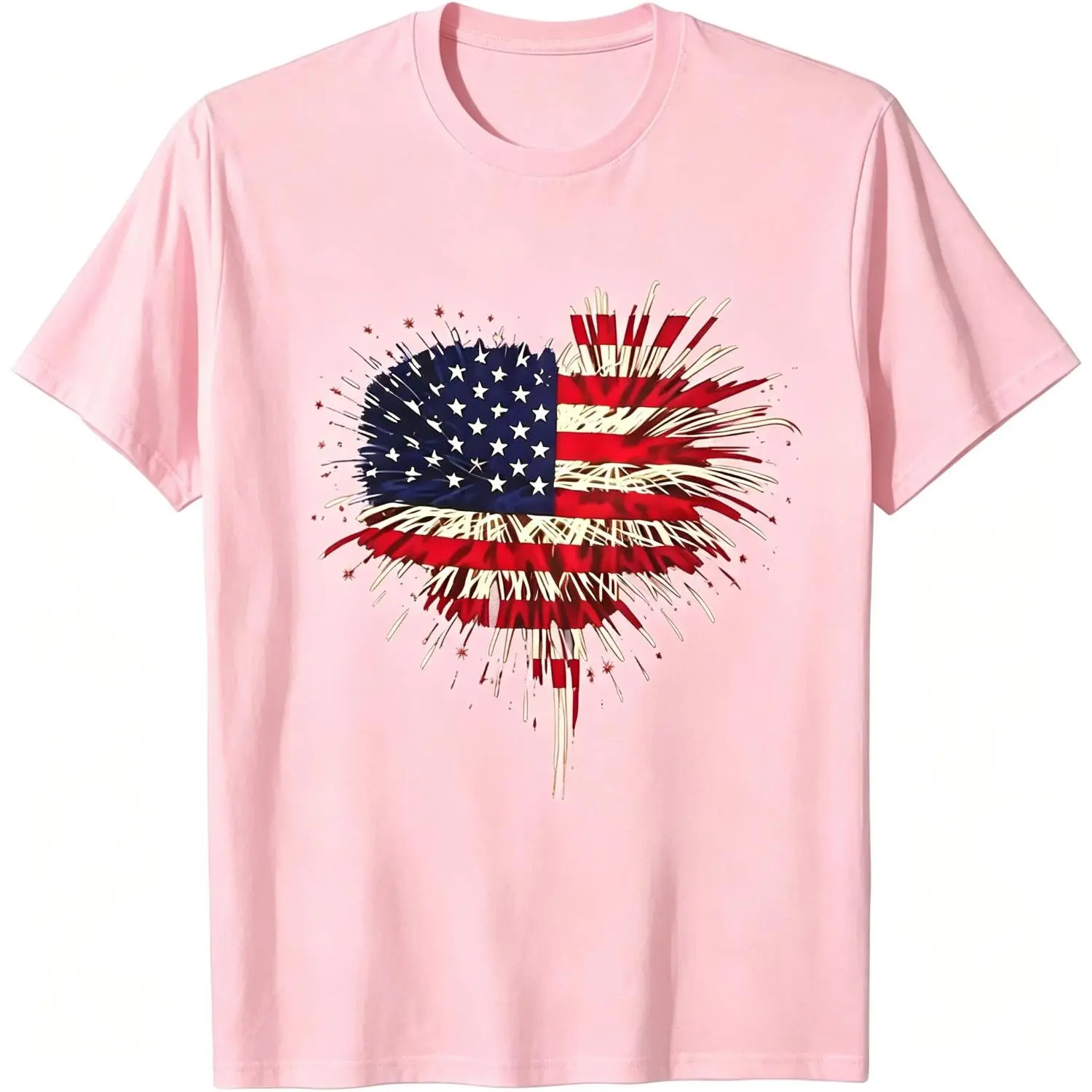 Women's Pure Cotton Crew Neck Short-Sleeve T-Shirt - Relaxed Fit, Dark Color, Vibrant American Flag Print, Breathable, Machine-Washable, All-Season Comfort, for Independence Day, Everyday Casual Wear