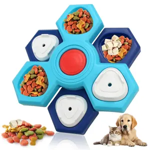 Slow Feeder Dog Puzzle Toy, Interactive Rotating Pet Treat Dispenser, 2-Layer Anti-Bloat Slow Eating Bowl, IQ Mental Stimulation Enrichment Foraging Game for Small Medium Dogs Cats, Boredom Relief Stop Gobbling