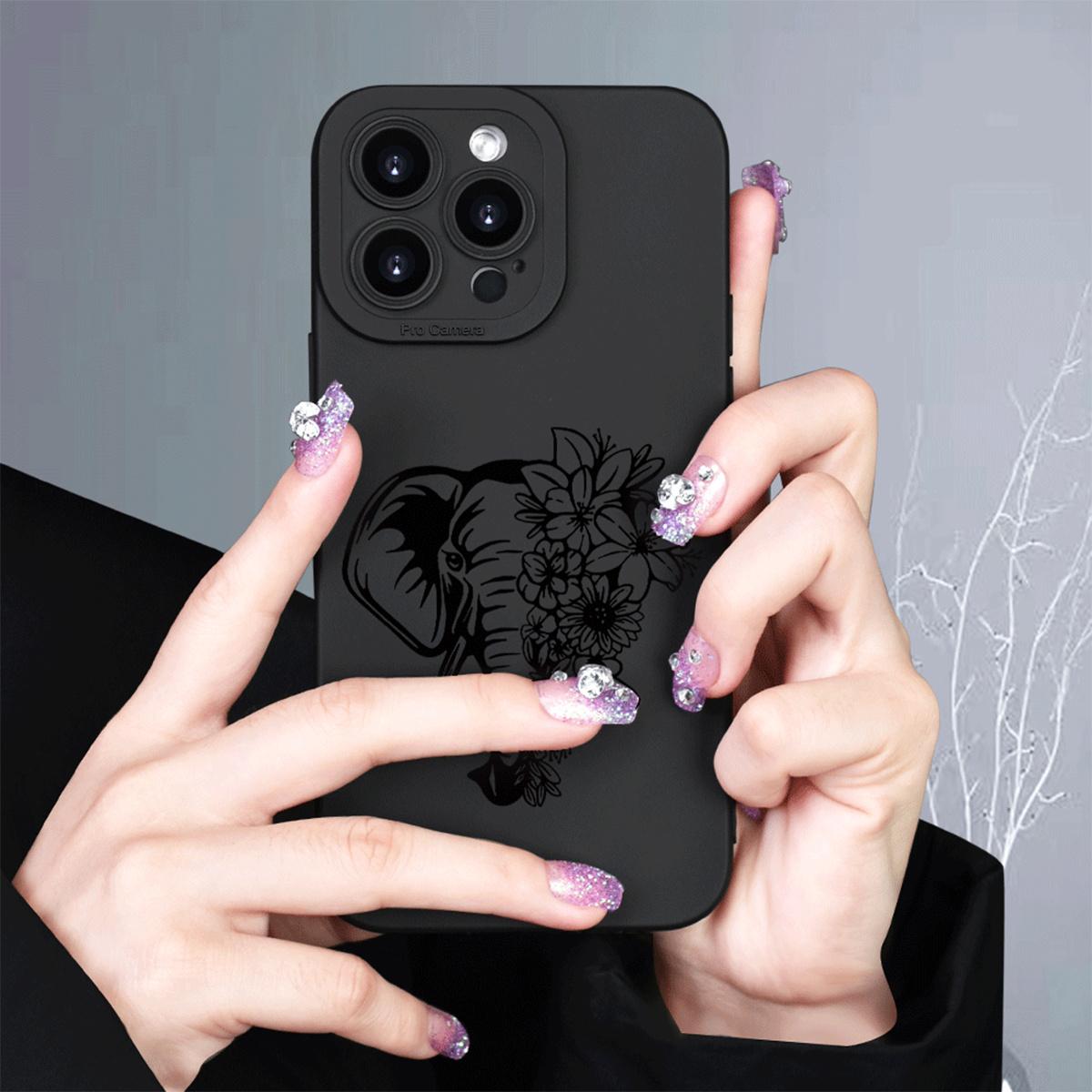 Elephant flower pattern printed phone case for iPhone 16 Pro Max Case 11 15 14 13 12 Pro Max Plus Case Shockproof Phone Cases Christian Gifts for Sister Women Men Protective Protection Cover Protector