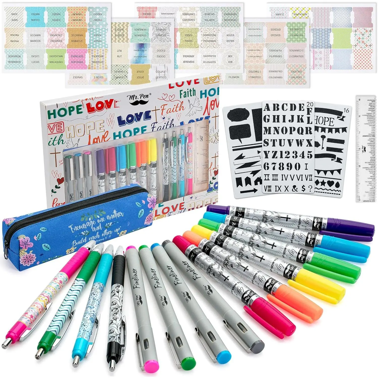 -  Journaling Kit for Women |  Highlighters and s No Bleed, Tabs, Stencils, Ruler, Fineliners & cil Case for Devotions, Prayer & Christian Gifts