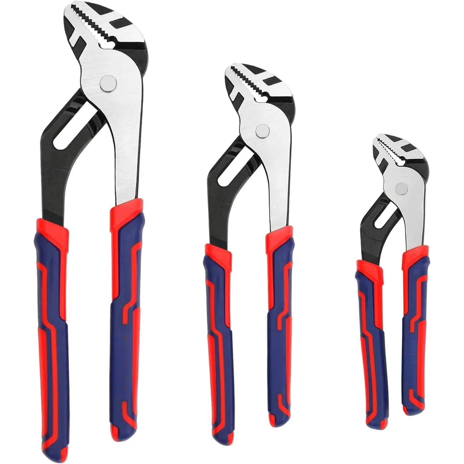 3 Piece Groove Joint Plier Set, 12/10/8 Inch Adjustable Water Pump Pliers, Straight Jaw Pliers for Home Repair, Gripping, Nuts, Bolts, Pipe & Fittings
