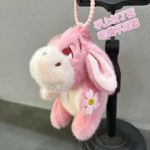Cartoon Eeyore Donkey Pink Flower Stuffed Soft Keychain Girl Kawaii Backpack Pendant Decoration Doll Valentine Day Girl Gift Toy