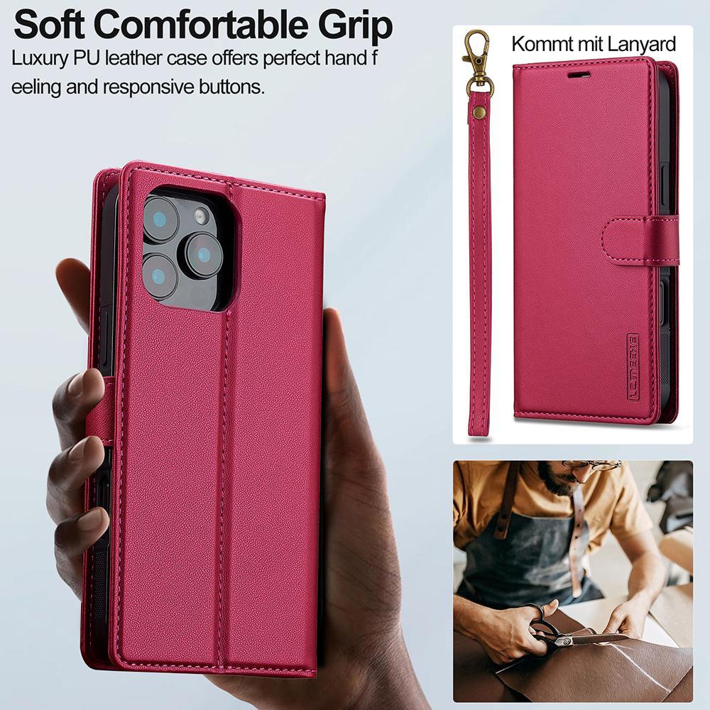 Magnetic Phone Case with Card Slot, 1 Count PU Leather Card Wallet Flip Phone Cover with Wristband, Phone Accessories for iPhone