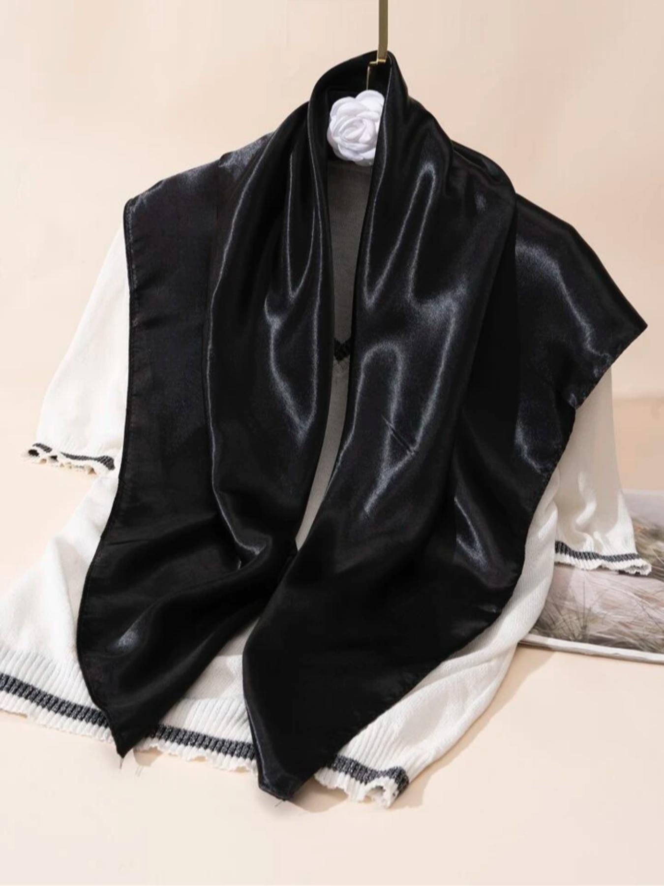 Women's Solid Color Satin Scarf, Fashionable Soft Scarf for Daily Wear, Casual Versatile Accessories for Women & Girls