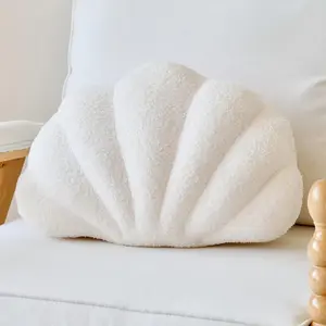 Ivory Seashell Throw Pillows, 13 Inch Shell Shaped Soft Decorative Plush Cushion for Bed Couch Sofa Living Room Accent Home Decor Throw Pillow