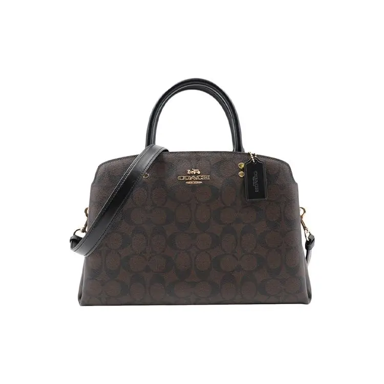COACH Lillie 32 Classic Monogram Vintage Commuter Crossbody Handbag for Women in Dark Brown