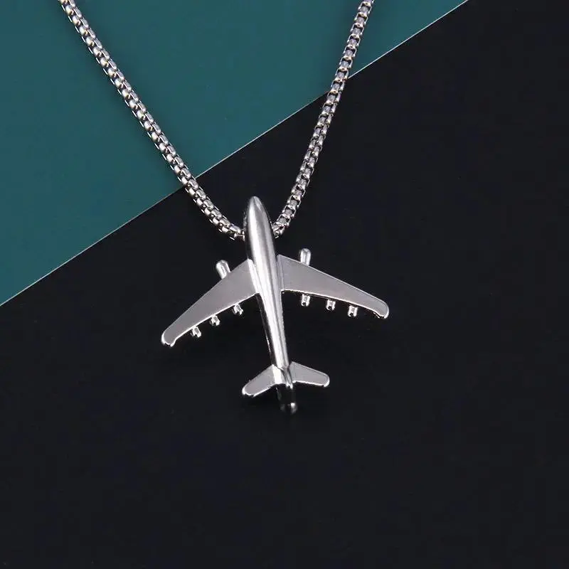 2024 New Niche Design Men's and Women's Aircraft Necklaces Simple Personality Hip-Hop Cute Aircraft Pendants PartyGiftsWholesale