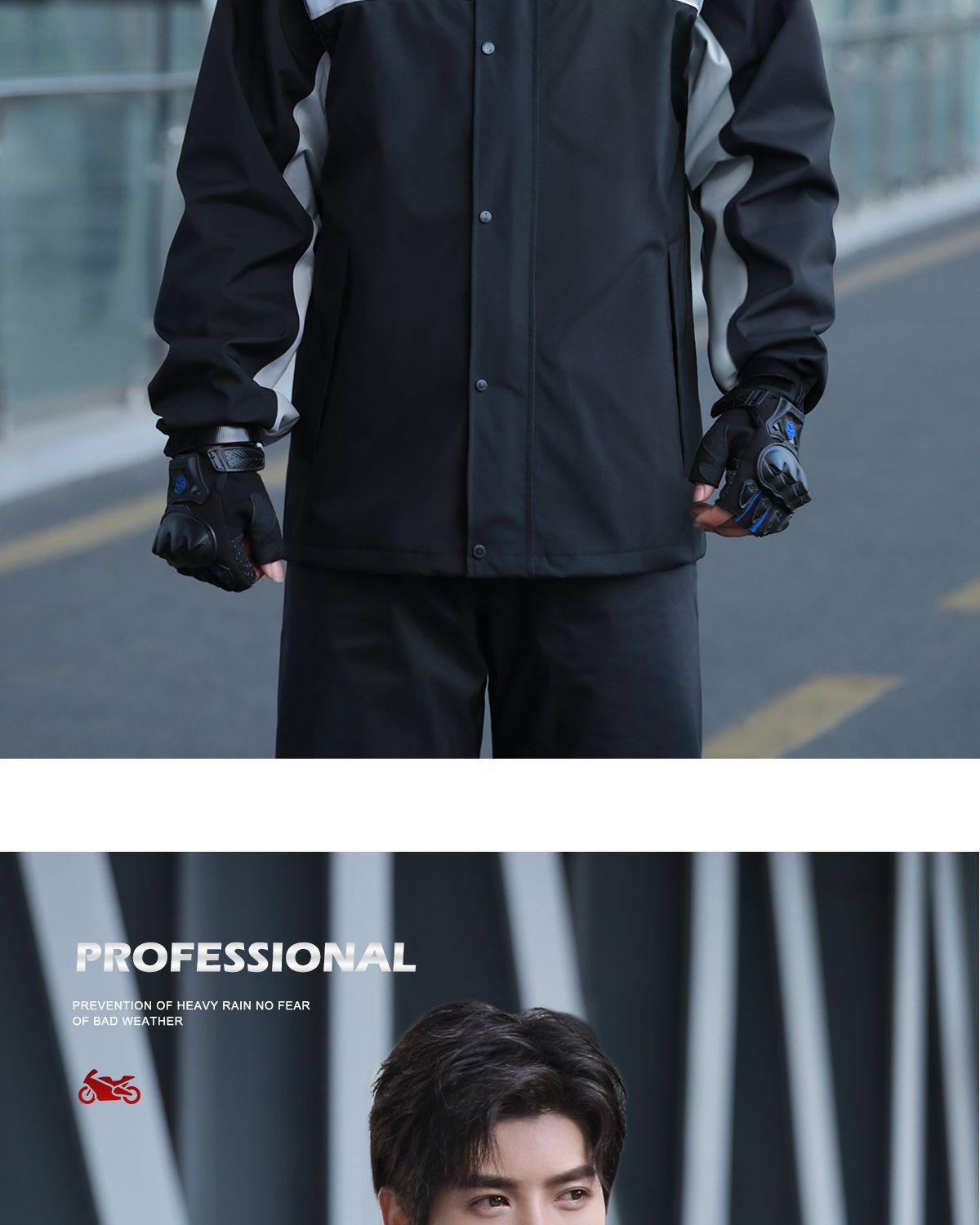 Men'S Raincoat And Rainpants Set, Two-Piece Long Style, Full-Body Rain Protection, Specifically Designed For Electric Motorcycle Delivery Riders Men'S Rain Suit High Visibility Reflective Work Rain Jacket Pants For All Sport Farm Fishing Motorcycle