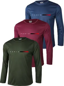 3-Pack Men's Long Sleeve T-Shirts, Breathable Quick-Dry, Ideal for Gym, Running, Outdoor Activities, Comfortable and Dry, Athletic Tee