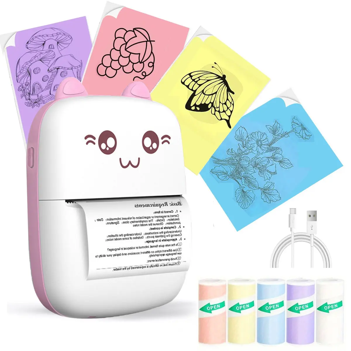 Wireless Mini Printer, Portable Thermal Inkless Sticker Maker, Ideal for Notes, Photos, Receipts, DIY Crafts, Model C9, Lithium Battery