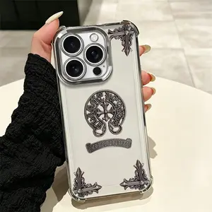 Vintage Cross-Pattern iPhone Case-Raised Camera Protection, Luxurious Plated Bezel, Built-in Corner Pads, Yellowing-Resistant + Fingerprint-Resistant |   Compatible with iPhone 17/16/15/14 Pro Max summerwins