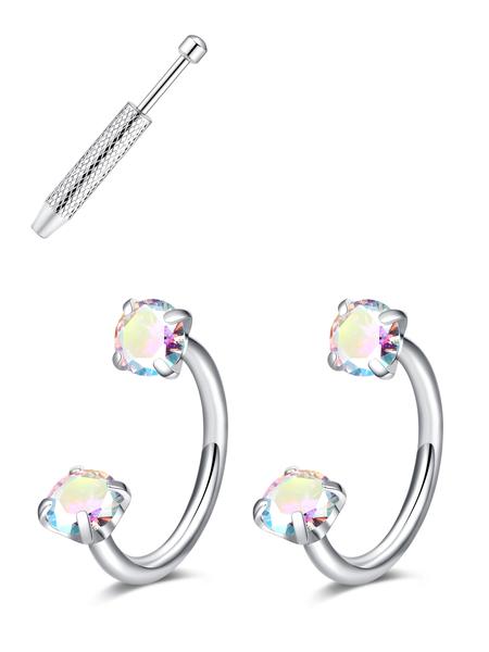 Stainless Steel Horseshoe Nose Ring, Cubic Zirconia U-Push Septum, 18g Cartilage Earring, Unisex Piercing Jewelry, Body Piercing Jewelry, Durable Hypoallergenic