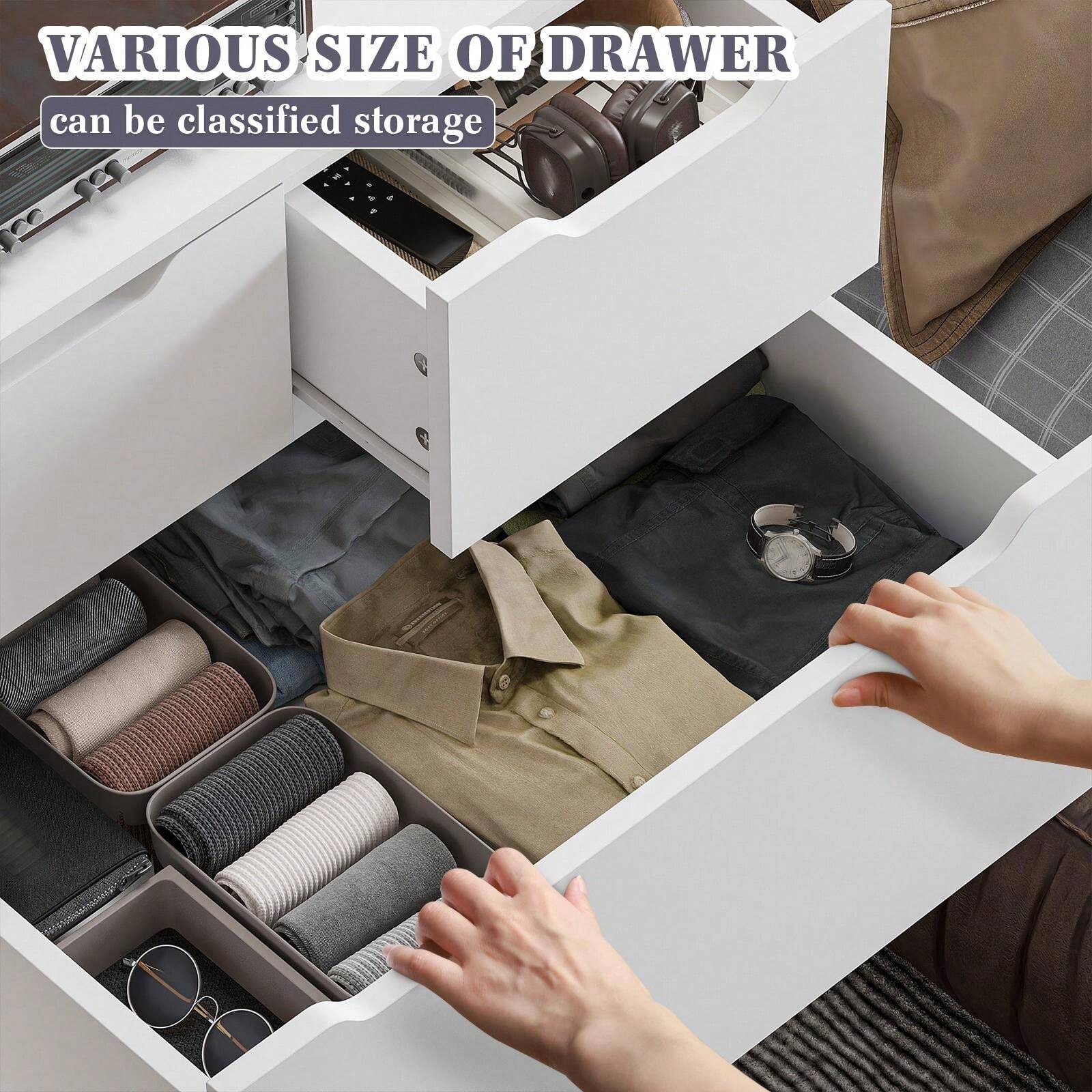 Wooden Dresser With 6 Large Drawers, Dressers & Chests Of Drawers With Large Organizer, Tall Dresser With Smooth Metal Rail, Dresser For Bedroom, Easter Decor, Wedding Decor, Home Decor, Room Decor