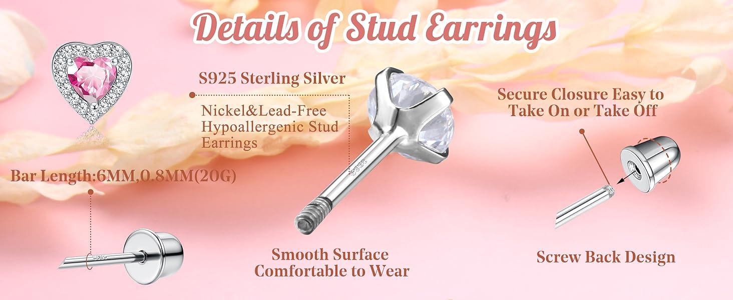 Florideco 6 Pairs Hypoallergenic Earrings S925 Sterling Silver Stud Earrings for Women Heart CZ Pearl Butterfly Stud Earrings Set S925 Sterling Silver Screwback Earrings for Women Florideco 6 Pairs Hypoallergenic Earrings S925 Sterling Silver Stud Earrings for Women Heart CZ Pearl Butterfly Stud Earrings Set S925 Sterling Silver Screwback Earrings for Women