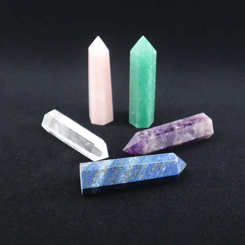 1-Piece Handmade Crystal Stone Wand - Natural Rare Stone Carving, Rose Quartz/Lapis Lazuli/Aventurine Options, Collectibles for Energy Meditation, Home Decor