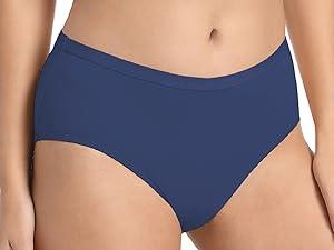 Absorbent Incontinence Underwear for Women Washable Urinary Leak Proof Brief Cotton 56 ML for Maternity Postpartum (Dark Blue L)