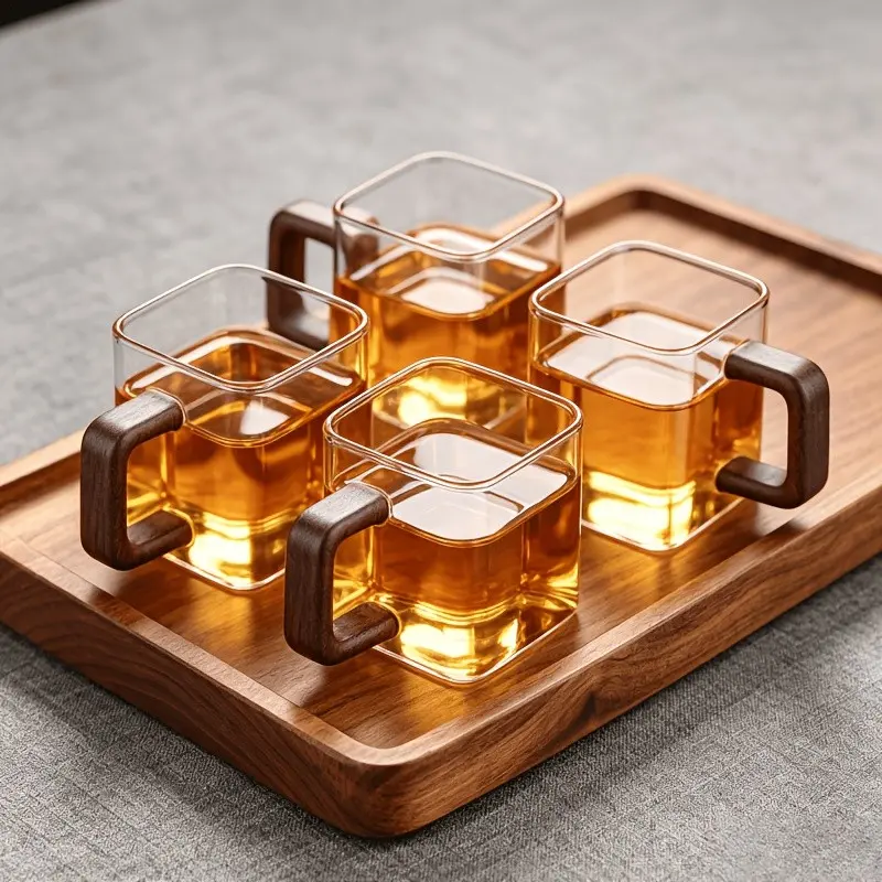 6pcs Traditional Glass Tea Cups Set, Drinking Glasses Set, Kung Fu Teaware, Japanese Portable Home Use, Perfect for Christmas, Halloween, Thanksgiving Gifts