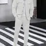 Men's Casual Two-Piece Set Suits, Long Sleeve Textured Shirt & Elastic Waist Pants, Comfortable Sportswear for Daily/beach/work Wear, Go Out Sets
