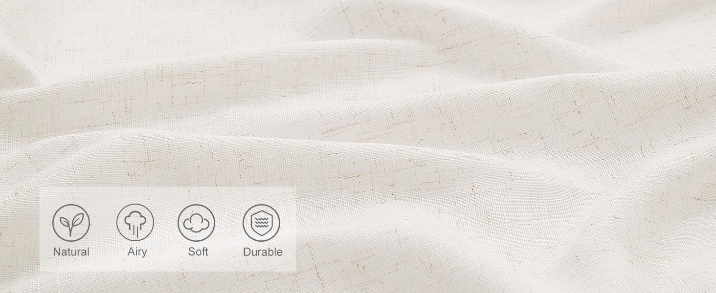 Extra Wide 100 inch Linen Curtains for Living Room Divider Light Filtering Semi Sheer Patio Curtain for Sliding Door Natural Coastal Decor Sunroom Floor to Ceiling Window Drapes Panels 100" Wide