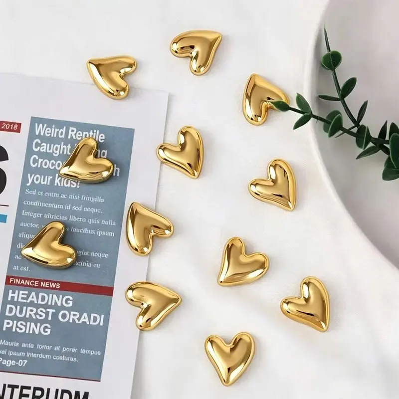 10pcs Refrigerator Golden Heart Magnets, Cute Charming Love Decoration Magnet Set for Home Kitchen and Office Whiteboard, Valentine's Day Gift for Friends and Loved Ones, Refrigerator Kitchen Magnet, Decorative, Fridge Magnets Cute