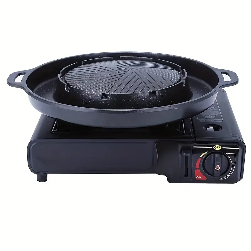 Grill & Hot Pot Combo Pot: Dual-use for Grilling, Hot Pot, Barbecue, and Frying. Non-stick, Smokeless, Suitable for Home, Outdoor, and Camping Use