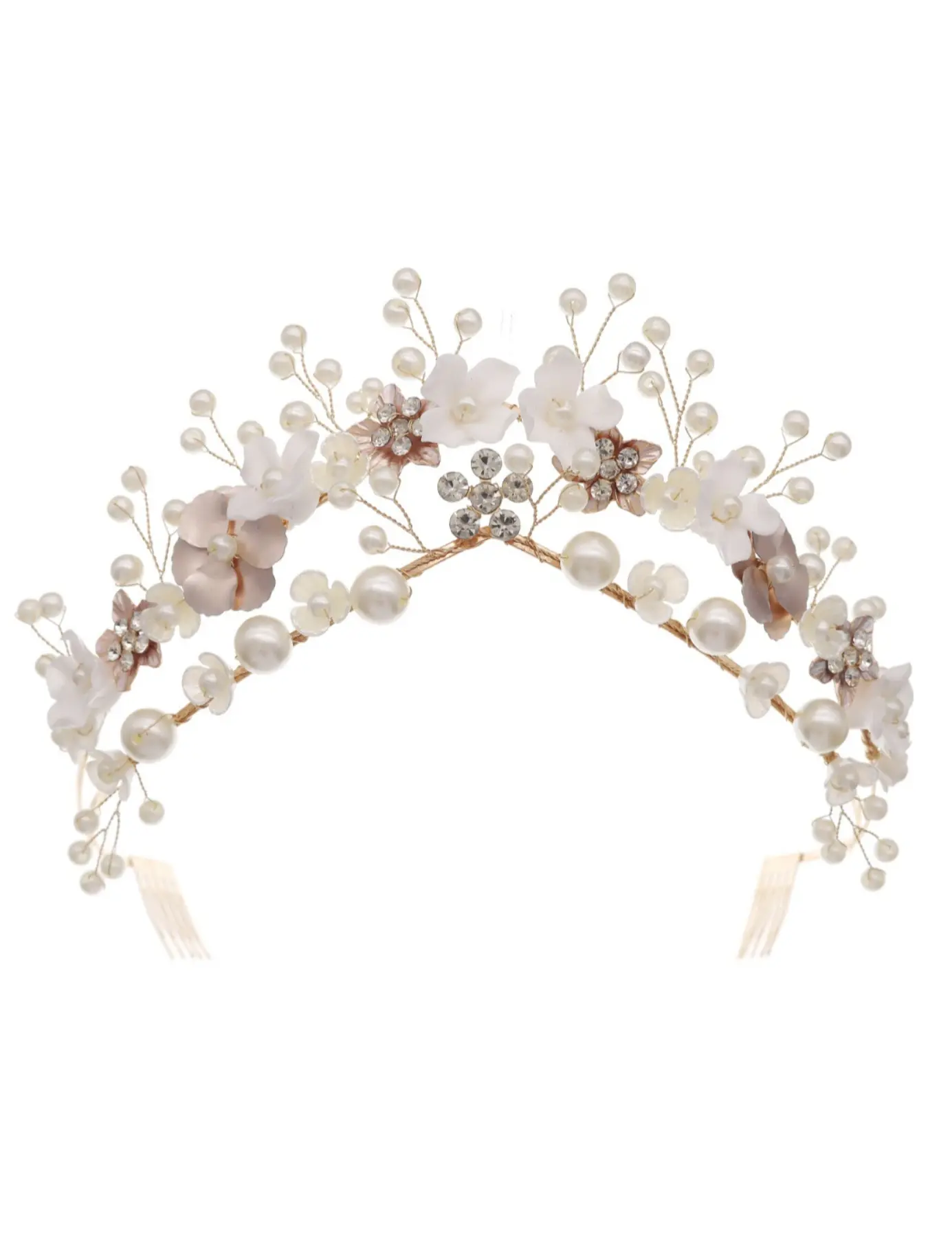 Forest resin flower comb headband handmade pearl bridal headpiece European and American beaded flower crown hair accessory