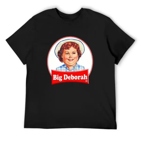 Funny Big Deborah Graphic Tee Parody Little Debbie Meme T-Shirt Y2K Streetwear Retro Black Oversized Top