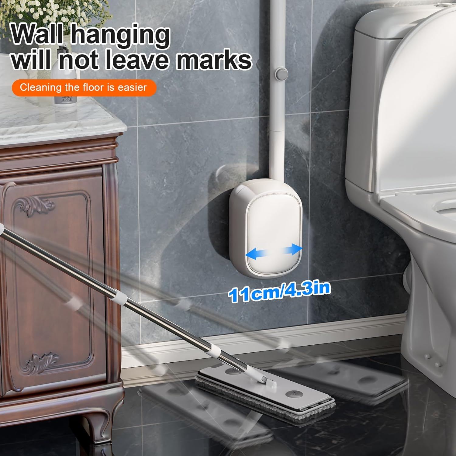 Disposable Toilet Brush and Holder Set with 18 Bowl Wand Cleaners Refill Pads, Bathroom Wall Mounted Toilet Bowl Cleaners Kit.