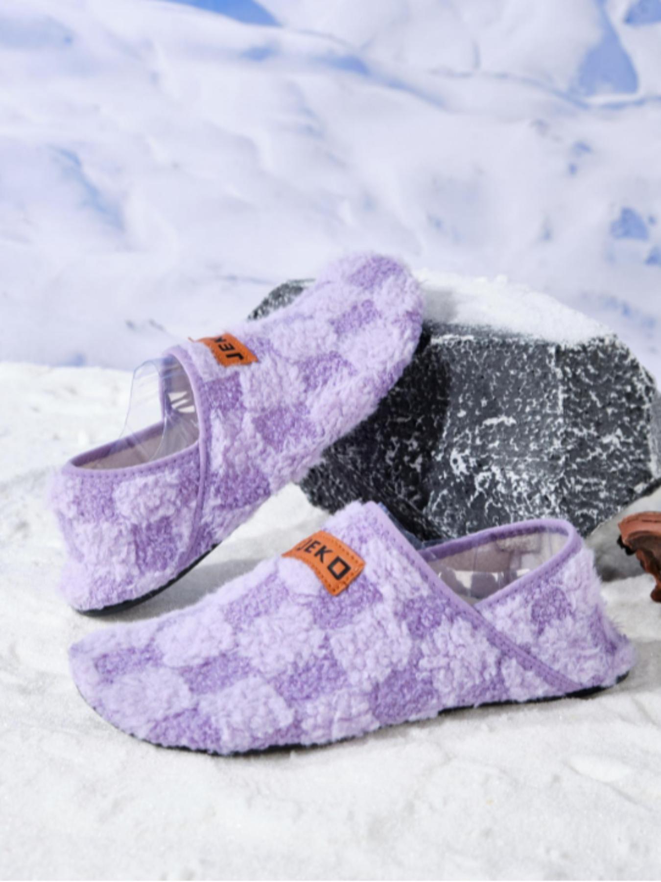 Unisex Indoor Casual Cotton Slippers, House Slippers, Comfortable Barefoot Feel, Soft Rubber Sole, Thickened Silent Shoes, Slip-On Sock Shoes, Home Sock Shoes, Warm Slippers